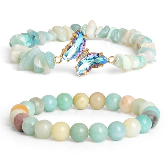 Elegant Crystal Butterfly Bracelet with Natural Healing Stone Beads for Women
