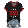 thumbnail image 6 of Vinsonshop Women Patriotic T-shirt USA 250th Anniversary 1776-2026 American Flag Graphic Tee America 250 Years Celebration Tops Memorial Day Shirts for Women Black M, 6 of 7