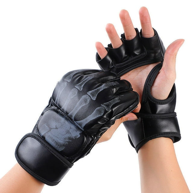 Guantes de boxeo de medio , guantes de sparring, guantes, equipo de protección, guantes de boxeo a prueba de golpes para golpear bolsas pesadas, f Esqueleto negro