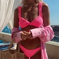 thumbnail image 2 of Sngxgn Set for Women Bathing Suit High Waisted V Neck Two Pieces Swimsuit(Hot Pink,S), 2 of 5