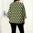thumbnail image 5 of Tops for Women Long Sleeved Polka Dot Round Neck T-shirt Home Casual T-Shirt Army Green XXXXL, 5 of 6
