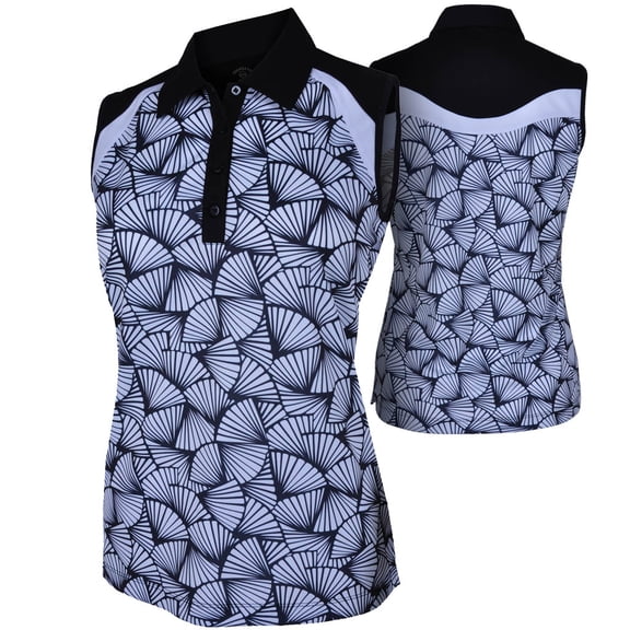 Monterey Club Women's Carolinas Print Contrast Sleeveless Golf Polo Shirt #2661
