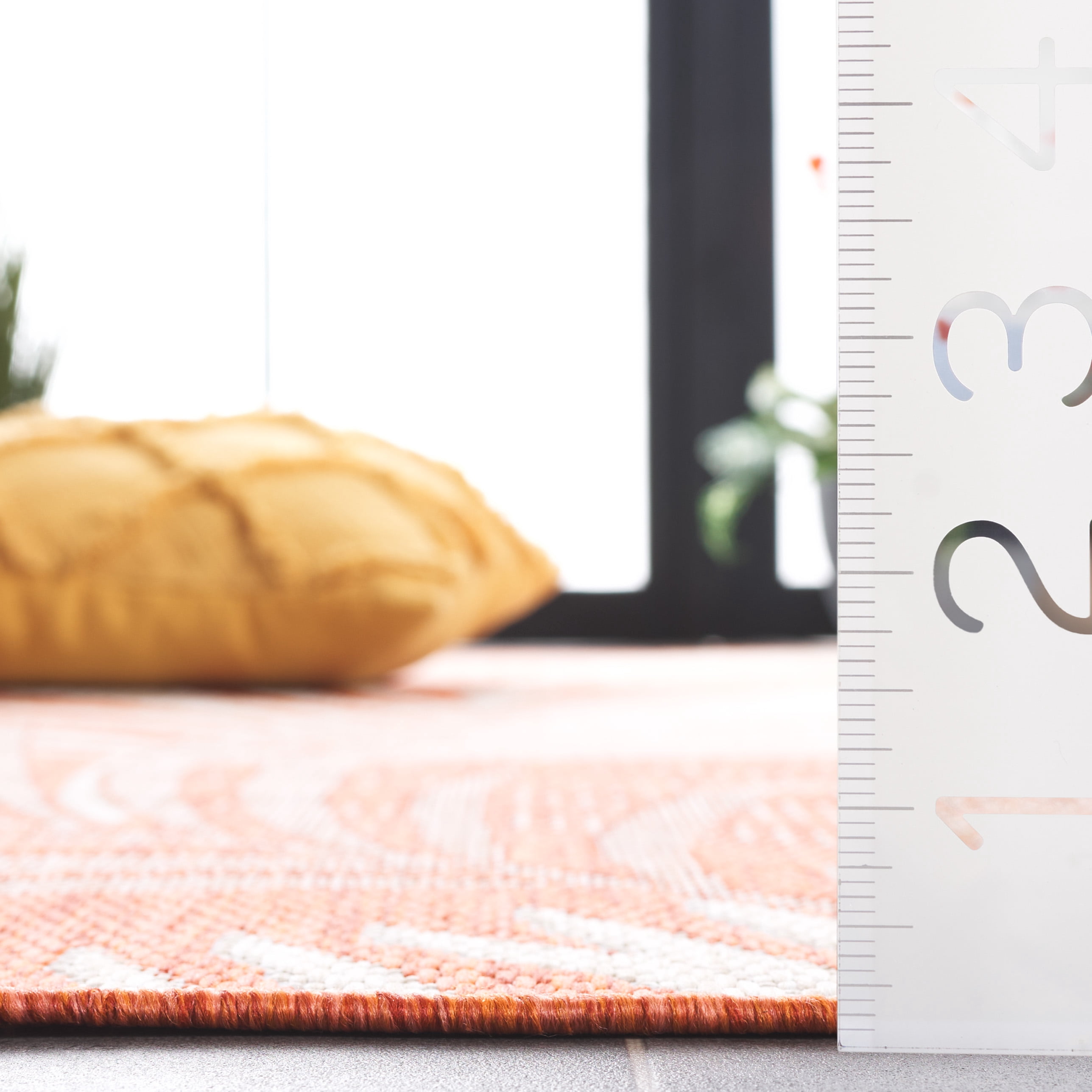 SAFAVIEH Beach House Declan Botanical Indoor/Outdoor Area Rug, Orange/Ivory, 9' x 12'