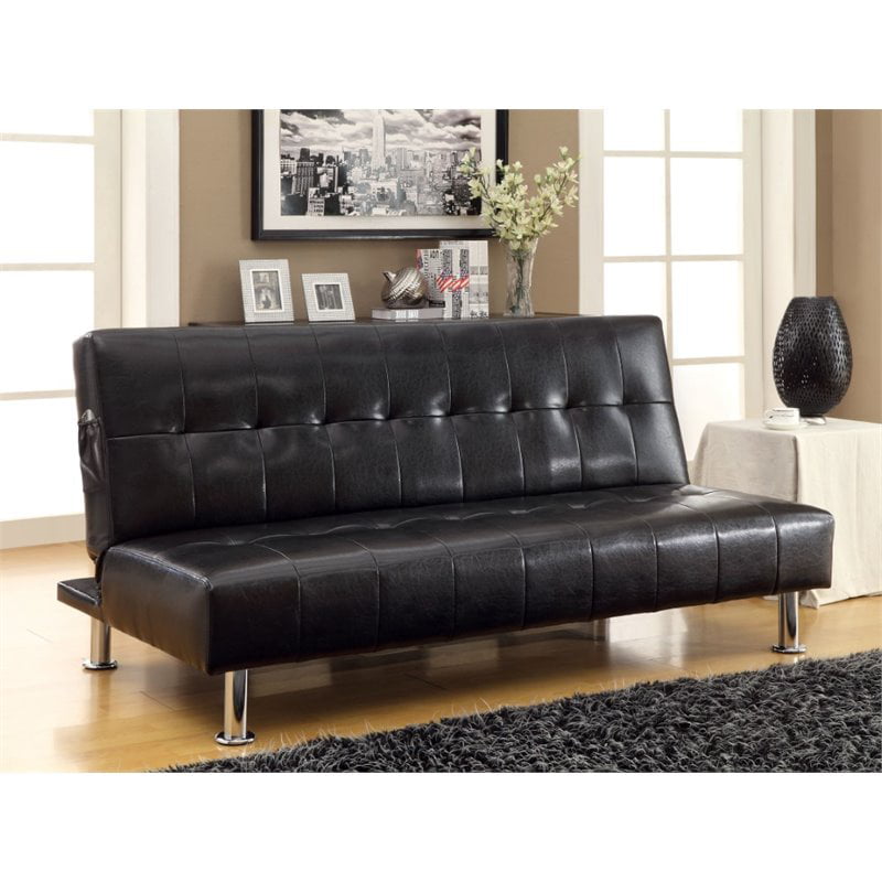 Furniture Of America Hollie, Black Leather Sleeper Sofa