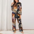 thumbnail image 2 of Vsdgher Abstract Lion Painting Pajamas Set Long Sleeve Sleepwear Womens Button Down Nightwear Pj Sets-XX-Large, 2 of 7