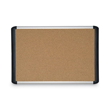 MasterVision 560375093354 48 in. x 36 in. Tech Cork Board - Tan Surface, Silver/Black Aluminum Frame