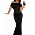 thumbnail image 2 of Women'S Off Shoulder Elegant Sleeveless Bodycon Long Formal Party Evening Dress Black M, 2 of 9