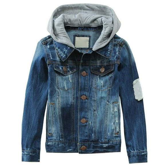 Gaexia Stylish Kids Hooded Denim Jacket Outerwear Coats for Boys Girls Youth Casual Wear