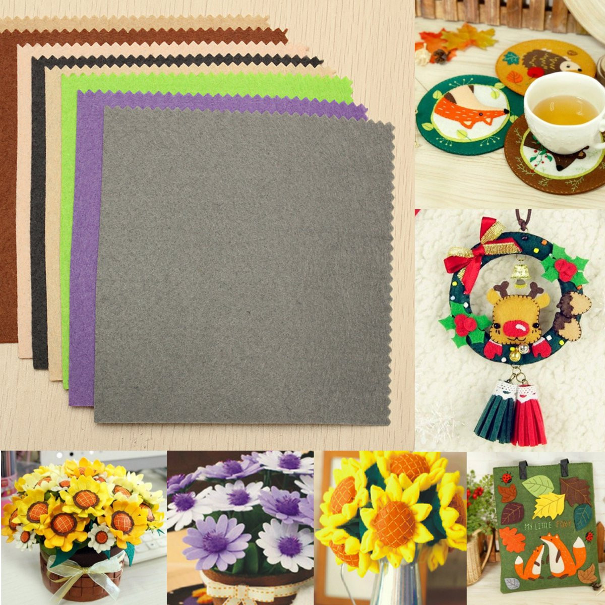 Stiff Wool Felt Sheets You will get 41 Sheets of 6" x 6" in Various