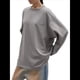 thumbnail image 3 of Camisetas de Larga Extragrandes para Mujer 2025, Camisetas Básicas de Cuello Redondo, Tops de Otoño, Ropa Informal de Entrenamiento Y2K Gris L, 3 of 10