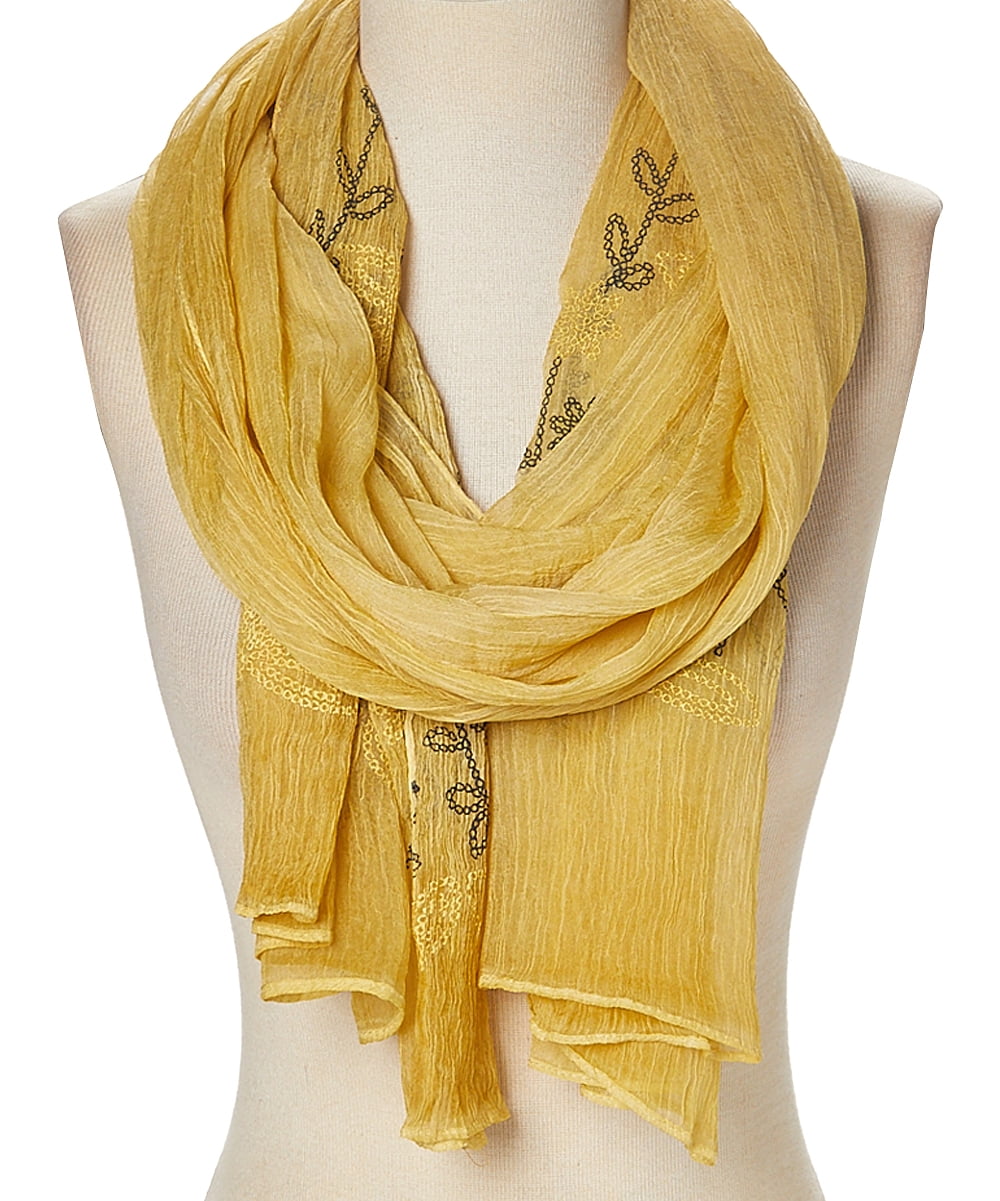 Gold Scarfs for Women Winter Summer Floral Scarves Lightweight Evening Party Scarf Neck Wraps