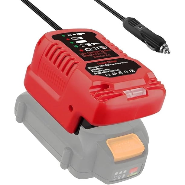 Mini Cargador de Batería para Worx 6Pin 20V para Auto, para Worx 20V Cargador de Batería de 6 Pines Reemplazo para Vehículo con Enchufe para Encendedor de Cigarrillos (sin Batería)
