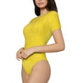 thumbnail image 2 of Yiaed Yellow Glitter Print Women's Waist-Cinching Short-Sleeved Onesie,Elastic Onesiet,Snaps At Bottom,Easy To Put On And Take Off for Wome Bodysuit -Small, 2 of 8