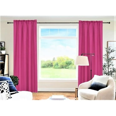 R64 HOT PINK 100% priivacy light filtering panels blackout window dressing curtain Set, of Two (2) Lined Rod Pocket Panels 37"W X 84"L Each