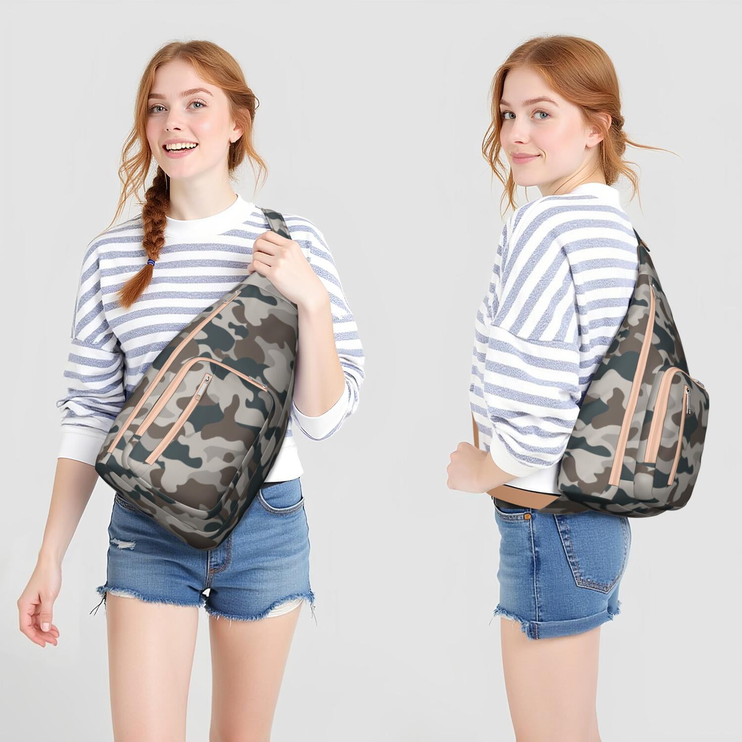 Tactical Camo Chest Bag - Military-Grade Hunting Camouflage Sling Pack, Durable Water-resistant Fanny Pack for Army & Outdoor Use (Woodland/Desert/Jungle Patterns)"