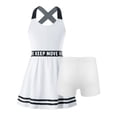 thumbnail image 3 of YUUMIN Girls Tennis Golf Dress Sleeveless Letters Print A-line Dress with Shorts Set for Gym Sport White 6, 3 of 7