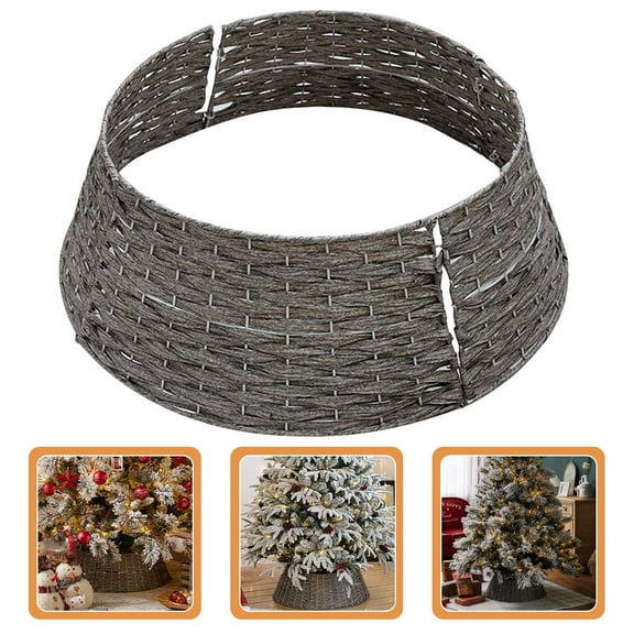 NICERIO Grey Christmas Tree Skirt Plastic Base Cover for Holiday Season Decoration, 1 Piece, Hides Tree Stand Neatly