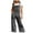 Gray, variant on Denim Jumpsuits for Women Wide Leg Capri Jean Overalls Casual Loose Adjustable Strap Rompers with Pockets