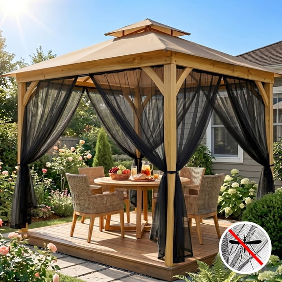 DONGPAI Outdoor Mosquito Netting for Patio - DIY Cut to Size High Density Bug Screen Mesh Lightweight Outdoor Sheer Curtains for Gazebo Pergola Porch - Rod Pocket Hang, 5.2 ft x 10 ft (1 Panel)