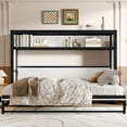 thumbnail image 2 of Luckynote Twin Size Murphy Bed, Metal Foldable Bed Frame with Storage Shelves, Space Saving Design, Gray, 2 of 10