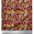 thumbnail image 1 of Soimoi Cotton Voile Fabric Leaves,Floral & Yellow Cardinal Bird Print Fabric by The Yard 42 Inch Wide, 1 of 1