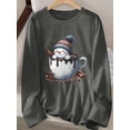 thumbnail image 3 of [Christmas Snowman T-Shirt] Women's Cozy Christmas Snowman Graphic Long Sleeve T-Shirt - Soft Beige Crew Neck, Machine Washable, Festive Holiday Design with Hot Cocoa & Candy Canes, 3 of 8
