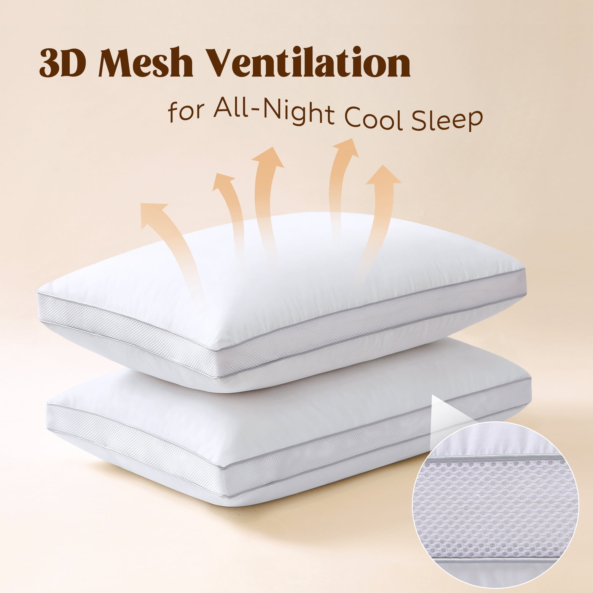 Yalamila Goose Feather Down Pillows King Size Set of 2, Gusseted Support Pillows with 100% Cotton Cover, Luxury Breathable Sleeping Bed Pillows for Side, Back or Stomach Sleeper (White, 20"x36" )