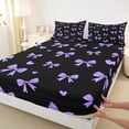 thumbnail image 5 of Erosebridal Bow Love Heart Queen Sheet Sets for Girls, Purple Princes Style Bed Set, 4 Pieces, 5 of 6