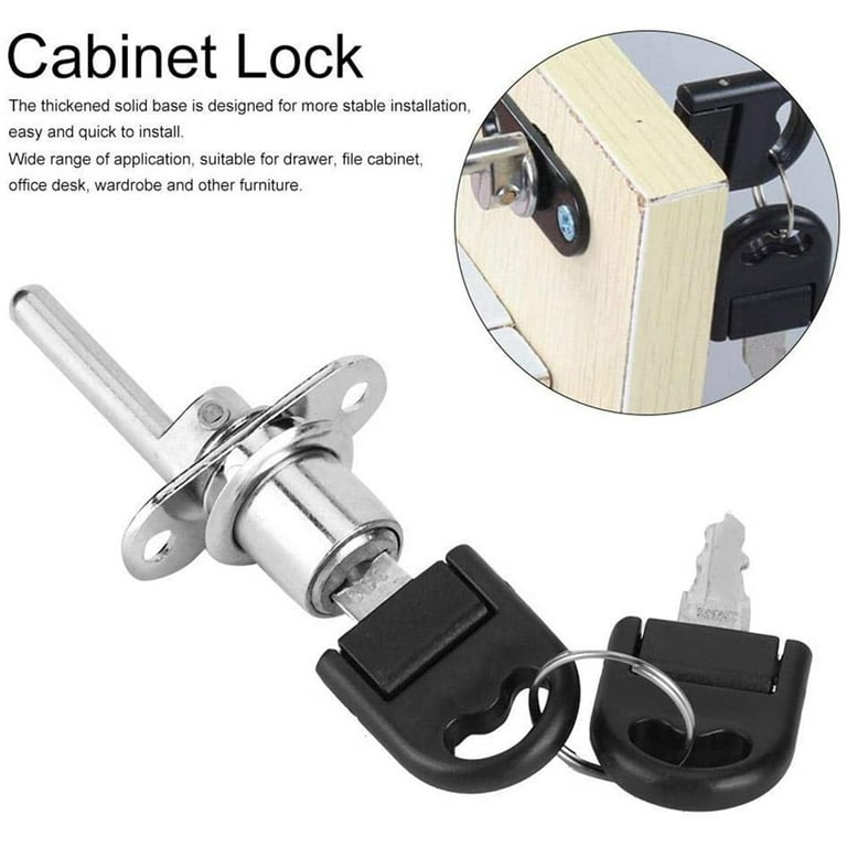 Zinc Alloy Drawer Lock Door Desk File Cabinet Cupboard Pedestal Locker + 2  Keys