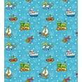 thumbnail image 3 of Plane Duvet Cover Set, Colorful Cartoon Pattern Boats Planes Trains on Blue Background, Decorative 3 Piece Bedding Set with 2 Pillow Shams, Queen Size, Multicolor, by Ambesonne, 3 of 3