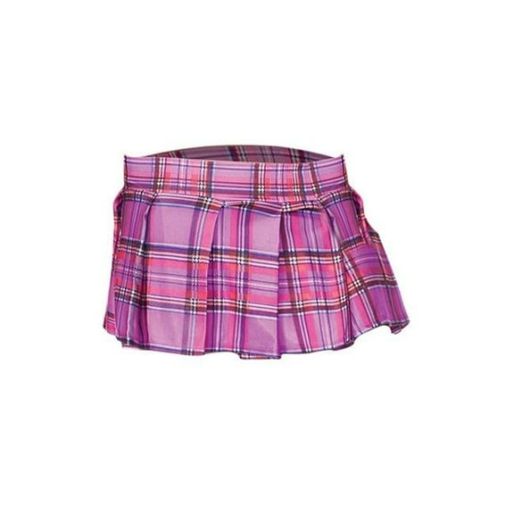 25074-LIGHTPPLPLDS-M Plaid Color Pleated Skirt, Small & Medium