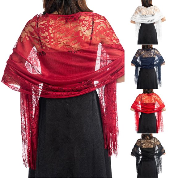 HNMKIU Wraps Women's Elegant Lace Shawl for Bridal Bridesmaid Evening Party Dinner Hollowed Out Wrap Cheongsam Accessory Hot Pink,One Size