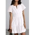 thumbnail image 5 of AURA Womens 2026 Summer Short Dress V Neck Short Sleeve A Line Hollow Out Lace Ruffle Cute Casual Beach Party Dresses, 5 of 7