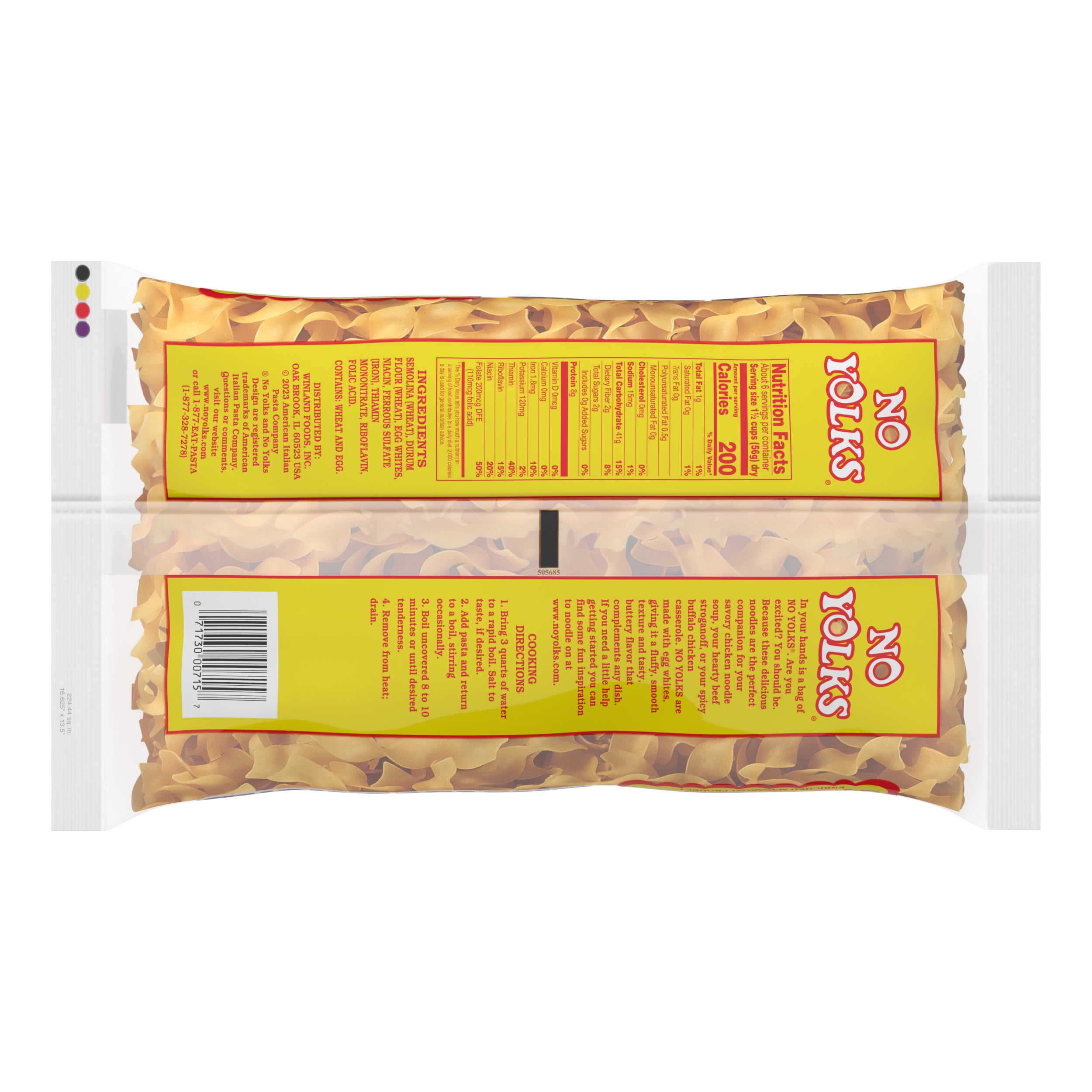 (6 pack) No Yolks Extra Broad Egg White Noodles, 12 ounce bag