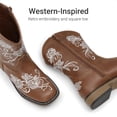 thumbnail image 4 of DREAM PAIRS Girls' Cowboy Boots, Mid Calf Western Cowgirl Boots with Floral Embroidery for Toddler, Little & Big Kids, 4 of 6