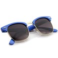 thumbnail image 5 of zeroUV Unisex Premium Half Frame Metal Rivets Horn Rimmed Sunglasses 50mm (Blue-Gold / Lavender) - 50mm, 5 of 5