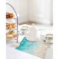 thumbnail image 4 of Teal Beige Ombre Coastal Kitchen Dish Towels for Drying Dishes Set of 2, Nautical Beach Starfish Coral Summer Waffle Weave Microfiber Hand Tea Bathroom Towels Quick Dry & Absorbent Towel 12x12, 4 of 7