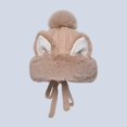 thumbnail image 4 of LINASHI Warm Cat Ear Hat Women Winter Cute Cat Ears Plush Hat Solid Color Ear Protection Knitting Hat Lace-up Keep Warm Headgear, 4 of 8
