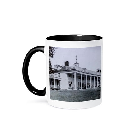 3dRose, Mount Vernon George Washingtons Home Vintage Photo American, 11oz Two-Tone Black Mug