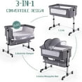 thumbnail image 4 of Newlake 3-in-1 Height Adjustable Baby Bassinet & Bedside Sleeper for Newborns, Grey, 4 of 7