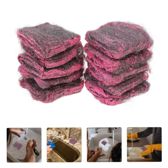 Xuewenshw 10 Pieces Soaped Steel Pads Effective Cleaning Soap Pads Scratch Metal Scouring Pads For Cleaning Pans Pans Ovens Pet Hair Remover for Laundry Washing compatible with Machine