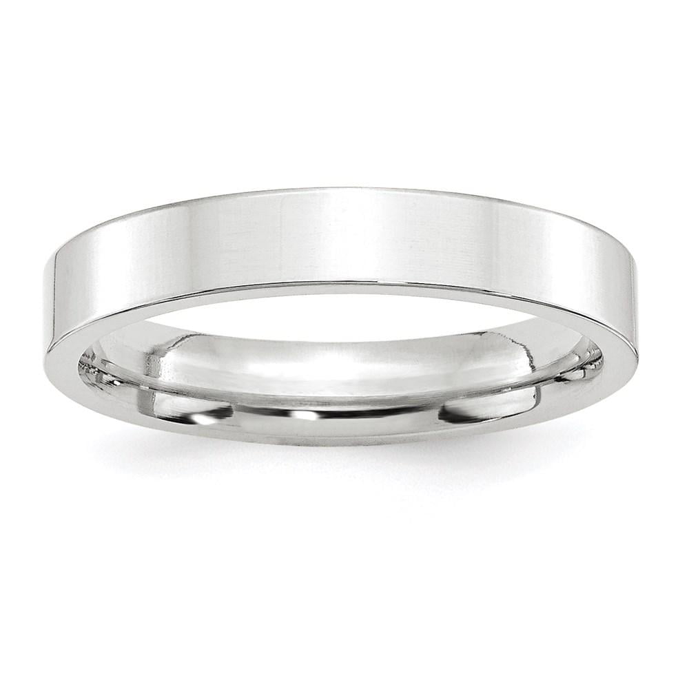 Full & Half Sizes 10k White Gold 4mm Standard Flat Comfort Fit Wedding Ring Band Size 4-14