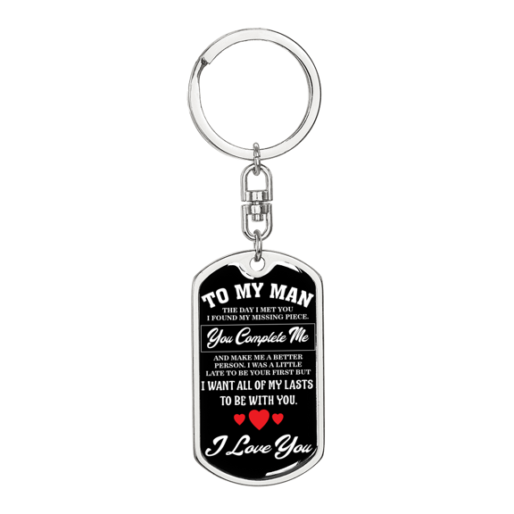 To My Man Stainless Steel or 18k Gold Premium Swivel Dog Tag Keychain