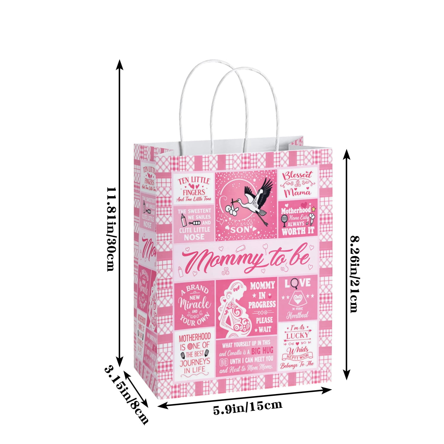 YAHAFEPY Mom to Be Party Favor Bags, 20Pcs Pregnancy Baby Shower Candy Gift Bags with Handles for Expecting Mom