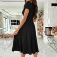 thumbnail image 2 of gvdentm Dresses for Women 2024 Casual Spring Womens Sundress Summer Floral Short Sleeve Wrap V Neck A-Line Midi Dress Black,XL, 2 of 6