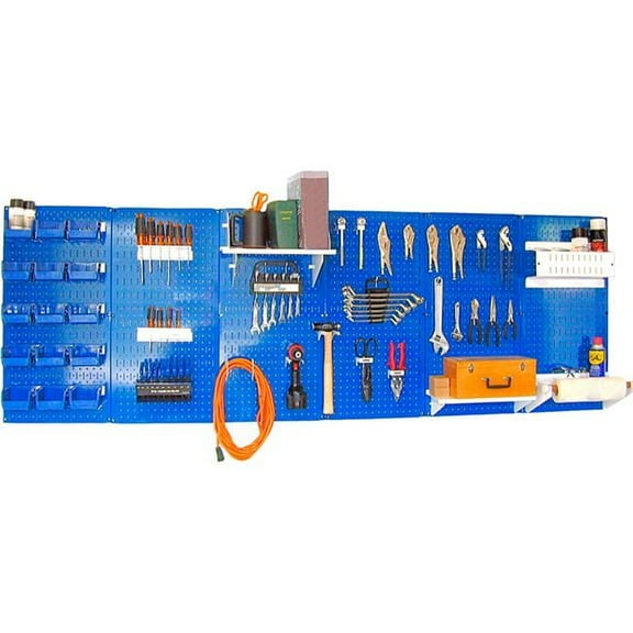 Pegboard Master Workbench Kit, Blue & White - 96 x 32 x 9 in.