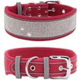 thumbnail image 1 of ORUYROP Rhinestone Dog Collar, Dazzling Sparkling Soft Suede Reflective Large Dog Collar Crystal Diamond Collar for Medium & Large Dogs (L:19-23", Red), 1 of 5