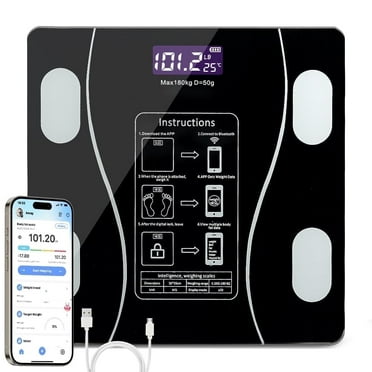 Smart Digital Scale for Body Weight and Fat, Rechargeable Bathroom Weight Scale with 13 Body Composition Metrics BMI