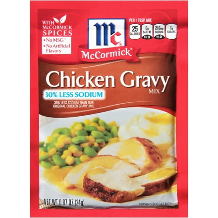 (4 Pack) McCormick 30% Less Sodium Chicken Gravy Mix, 0.87 (Best Canned Chicken Gravy)