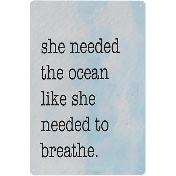 Metal Tin Sign 8x12 Inch Watercolor Beach Theme Rustic Coastal Wall Decor Beach House Quote Sign for Home or Cottage